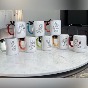 RAE DUNN SNOW WHITE AND 7 DWARFS COMPLETE MUG COLLECTION